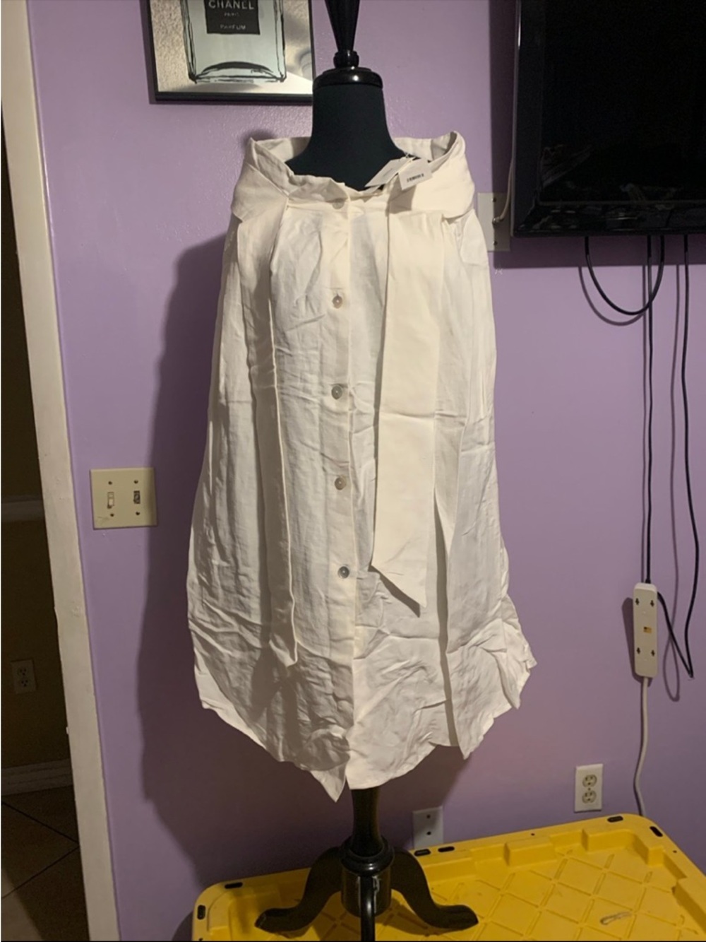 Women’s Cream Button-Front A-Line dress